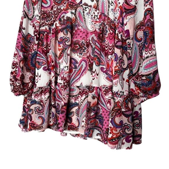 |NWT| MELLODAY Paisley Tiered Long Sleeve Tunic - Picture 3 of 7